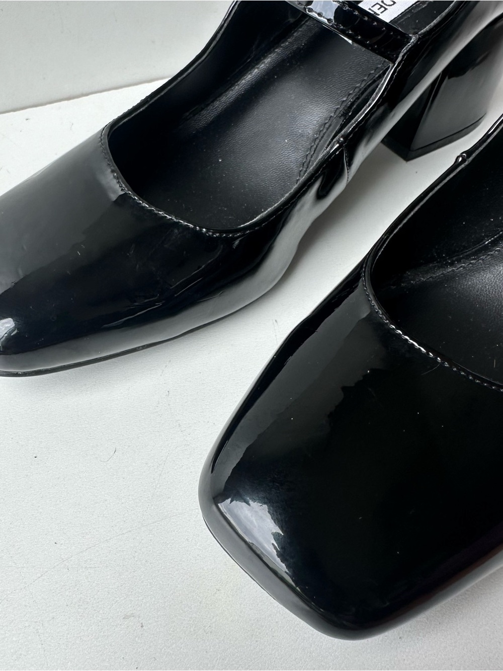 Steve Madden Black Patent Mary Jane Heels Womens Size 9M Block Heel Square Toe - Picture 4 of 9